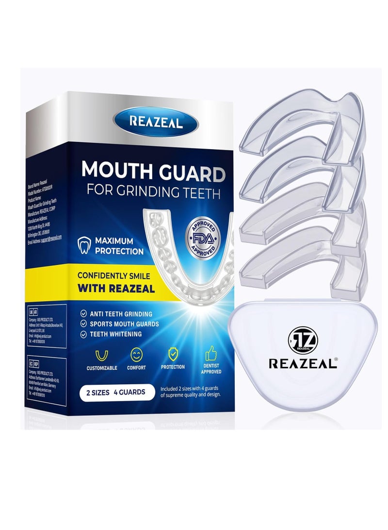 Reazeal Mouth Guard for Grinding Teeth at Night: Dental Guard for Sleeping at Night - Nighttime Protection for Teeth (4 Pack) - Image 1