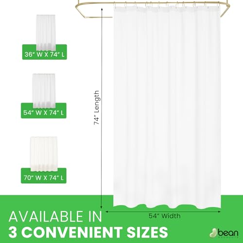 Bean Products FABRIC SHOWER CURTAIN LINER - Wide Stall Size - A Stylish Quality Bathroom Drape - Earth Friendly, Non-Toxic + Odor-Free Cotton Liner - Light-Weight Washable White Shower Curtain - 54x74 WC - Image 5