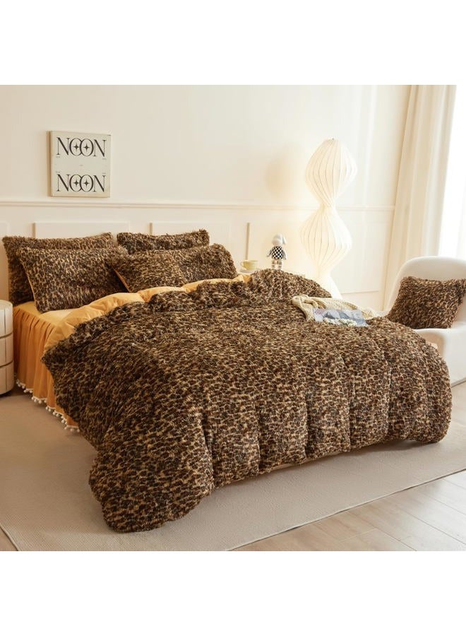 HAIHUA Fluffy Cheetah Print Comforter Cover Twin Set, Fuzzy Leopard Twin Bedding Set 2 Pieces (1 Plush Duvet Cover + 1 Furry Plush Pillow Cases) Cheetah Shaggy Bed Set, Zipper Closure - Image 2