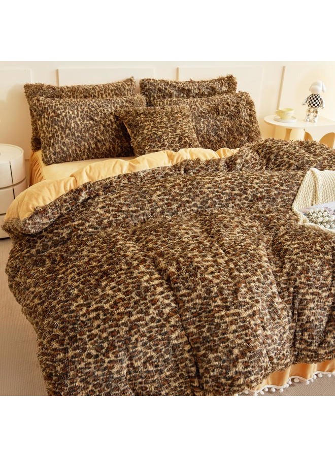 HAIHUA Fluffy Cheetah Print Comforter Cover Twin Set, Fuzzy Leopard Twin Bedding Set 2 Pieces (1 Plush Duvet Cover + 1 Furry Plush Pillow Cases) Cheetah Shaggy Bed Set, Zipper Closure - Image 3