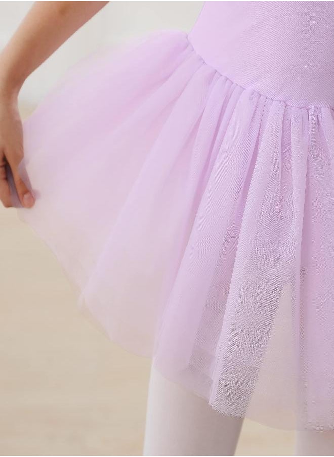 Stelle Stelle Girls Ballet Leotards Dance Tutu Skirt Dress Outfit (Toddler/Little Kid/Big Kid) (Purple (Mesh cap sleeve), 2-3T)  - Image 2