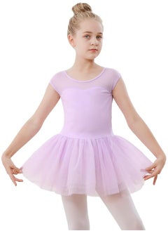 Stelle Stelle Girls Ballet Leotards Dance Tutu Skirt Dress Outfit (Toddler/Little Kid/Big Kid) (Purple (Mesh cap sleeve), 2-3T)  - Image 1