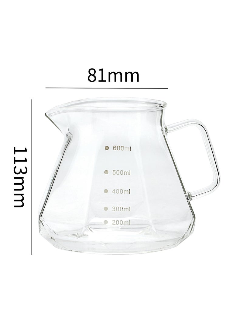 Rorence إبريق تحضير القهوة اليدوي من الزجاج المقاوم للحرارة مع مقبض مريح 600 مل - Image 4