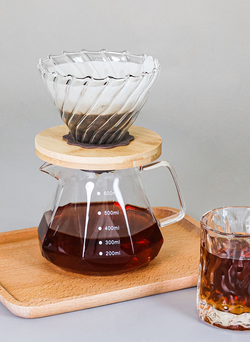 Rorence إبريق تحضير القهوة اليدوي من الزجاج المقاوم للحرارة مع مقبض مريح 600 مل - Image 5