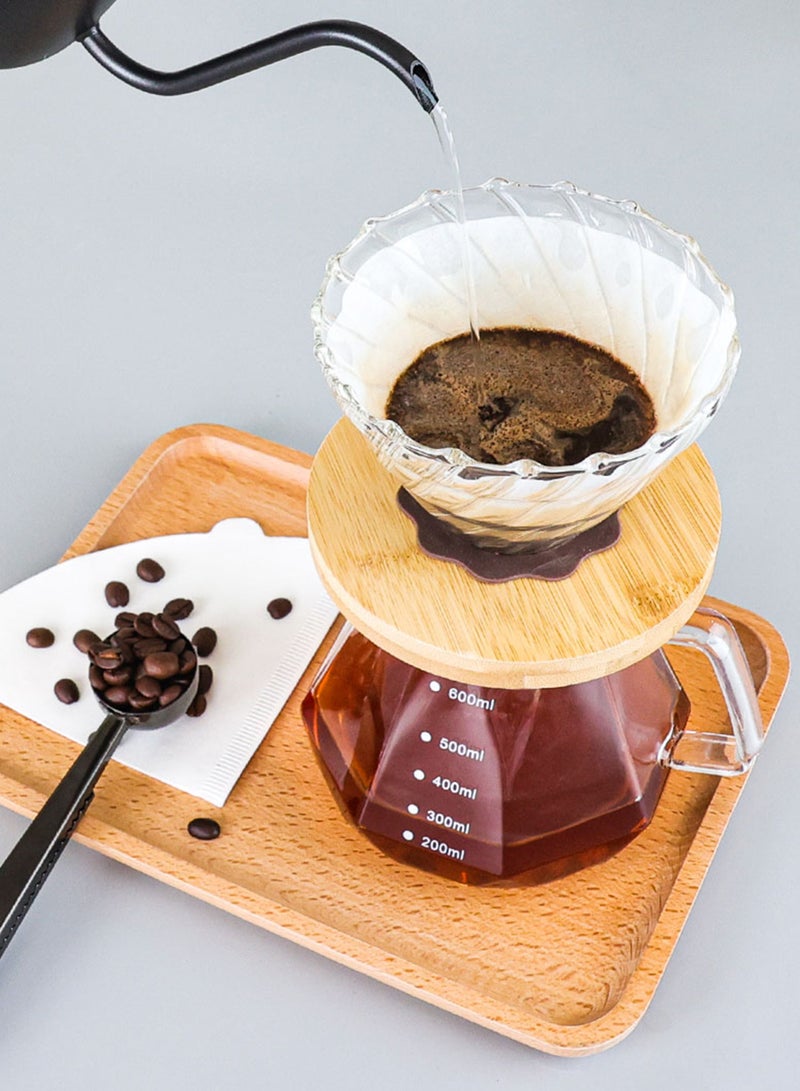 Rorence إبريق تحضير القهوة اليدوي من الزجاج المقاوم للحرارة مع مقبض مريح 600 مل - Image 3