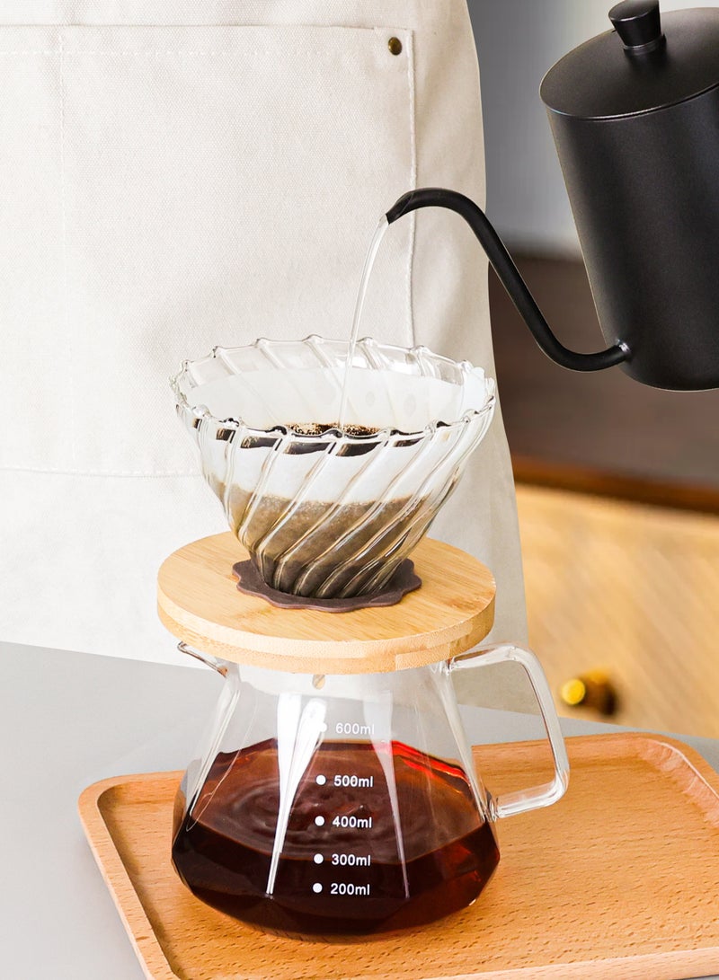 Rorence إبريق تحضير القهوة اليدوي من الزجاج المقاوم للحرارة مع مقبض مريح 600 مل - Image 1