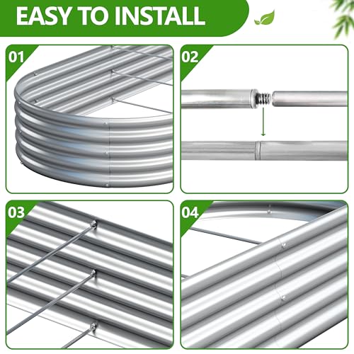 Easllre 2PCS 8x2x1ft Galvanized Metal Raised Garden Bed Kit,Outdoor Planter Box Vegetables,Flowers,Herbs Durable Rust-Resistant Patio Gardening Beds - Image 5