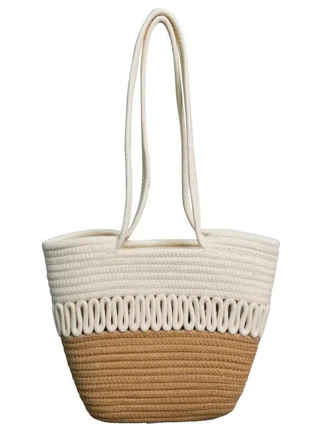 GHATIN Attractive large Handmade Bucket Bag for Women (Beige & white) - Image 5