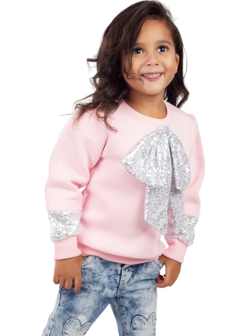 تشويس سويت شيرت بناتي فيونكة تل كبيرة – تصميم أنيق ومميز – كود 195