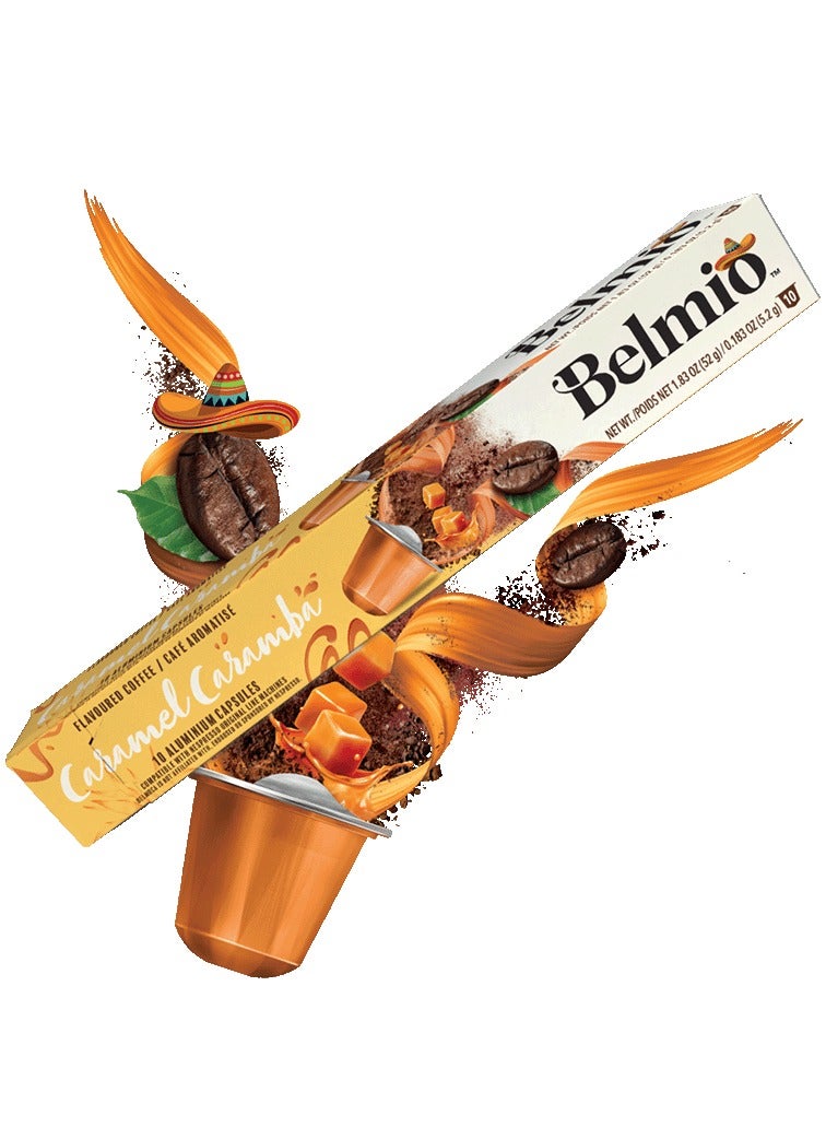Belmio Caramel Caramba Coffee Capsules, Intensity 6, Compatible with Nespresso Machine, 10 Capsules in 1 Sleeve - Image 1