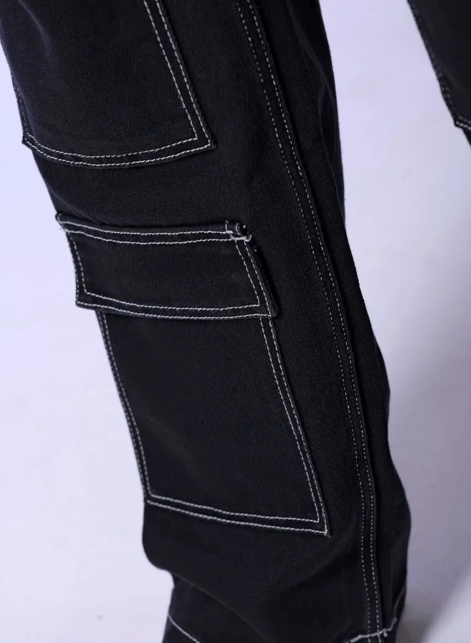 The Indian Garage Co Men Baggy Solid Mid-Rise Carpenter Utility Denim
