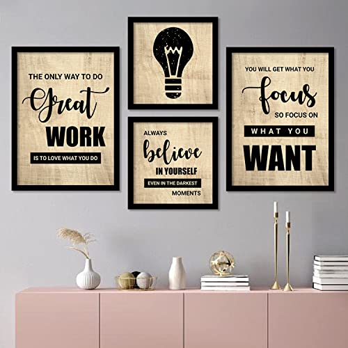 walllane Paper - Inspirational Wall Poster With Frames- Motivational Quotes For Home Office Study Room Library/Frames For Wall Decor (10 Inch X 13 Inch) Set Of 4 Cate-3 - Image 1