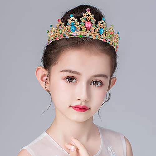 SuPoo Tiaras for Women Birthday Crown Gold Crown Colorful Rhinestone Princess Tiara Metal Queen Crown for Women Headband Hair Accessories Gifts Party Decoration for Wedding Prom Halloween - Image 4