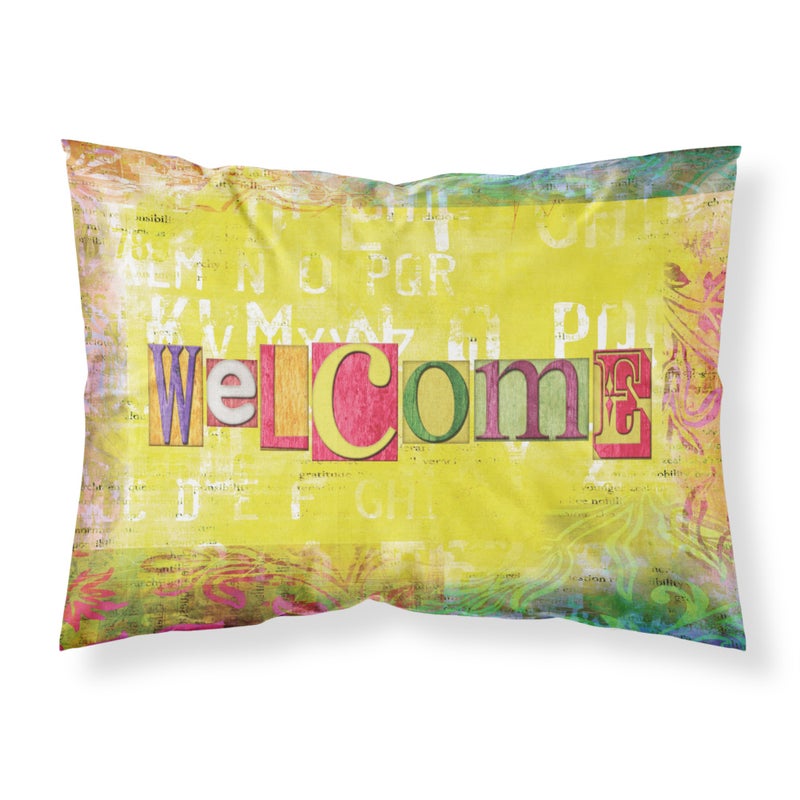 ""Caroline's Treasures SB3097PILLOWCASE Artsy Welcome نسيج ممتص للرطوبة غطاء وسادة قياسي كبير متعدد الألوان""