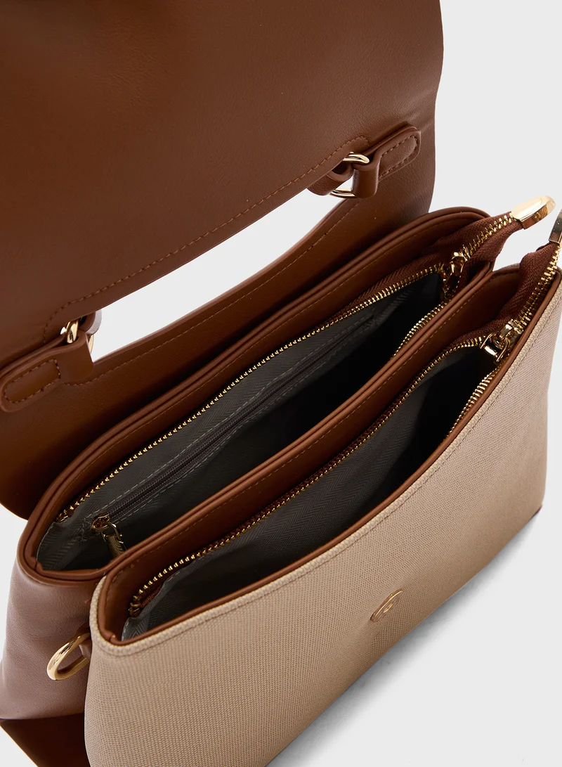 ELLA Metal Trim Detail Satchel Bag