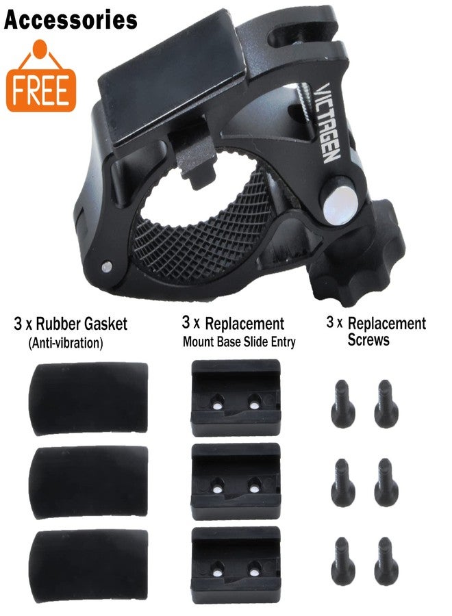 victagen Replacement Bike Mount for Bike Light, Bike Lights Aluminum Mount, Universal Bike Headlight Bracket, Bicycle Light Holder, Easy to Install Without Tools, for 22-33 Handlebar (1 Pack) - Image 5