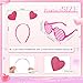 MTLEE 24 Pcs Valentines Heart Head Boppers Headbands and Heart Shape Sunglasses Valentines Party Supplies Wedding Photo Prop Hollow Rose Red - Image 2