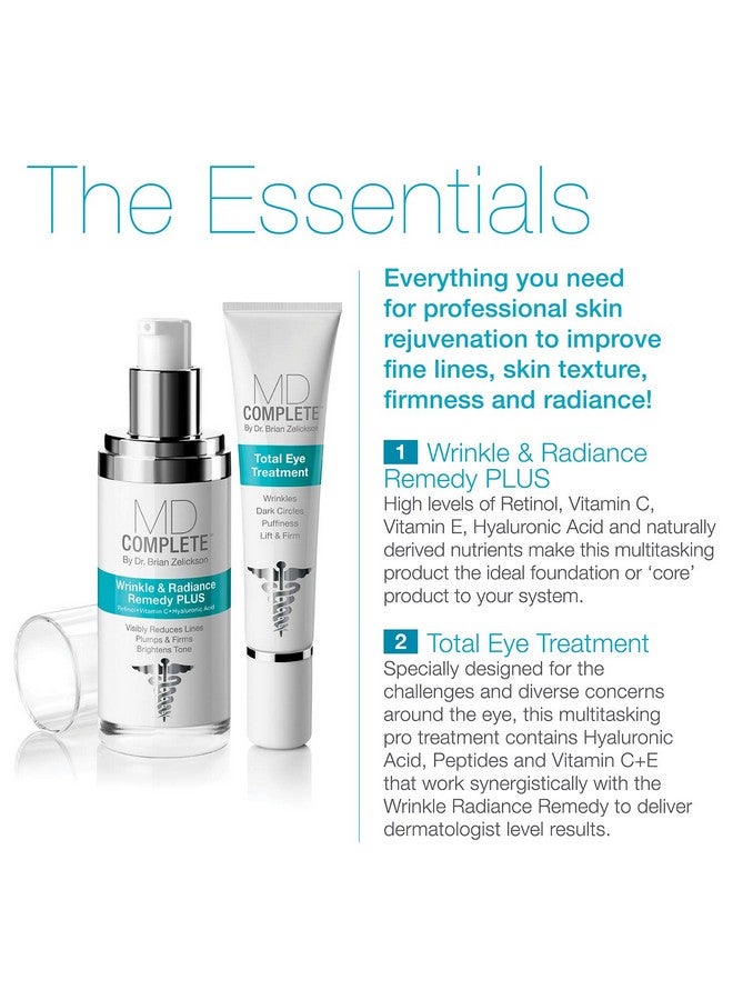 MD Complete by Dr. Brian Zelickson Md Complete Eye Wrinkle Duo | Professional Dermatologist Skin Rejuvenation | Includes Wrinkle & Radiance Remedy Plus With Retinol And Total Eye Treatment With Hyaluronic Acid And Peptides | Set Of Two - Image 5