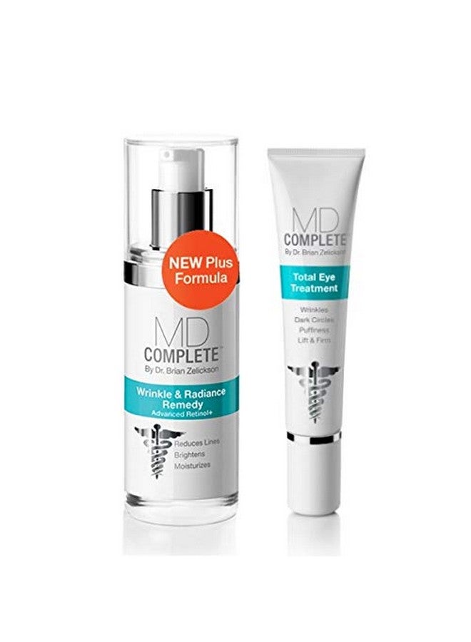 MD Complete by Dr. Brian Zelickson Md Complete Eye Wrinkle Duo | Professional Dermatologist Skin Rejuvenation | Includes Wrinkle & Radiance Remedy Plus With Retinol And Total Eye Treatment With Hyaluronic Acid And Peptides | Set Of Two - Image 1