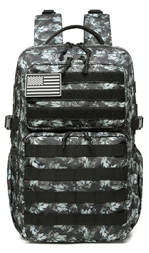 Wotony Military Tactical Backpack for Men Waterproof Daypack 3 Day Assault Pack Molle Bag with Water Bottle Holder Gray maple leaf 30L - Image 3