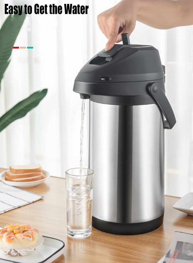 TDAO Coffee Carafe with Pump, 1.9L Stainless Steel Insulated Thermal Flask, Push-type Portable Hot Water/Coffee/Tea/Drinks Dispenser, Car Insulated Water Bottle, Anti-scald Thermos Pot for Camp, Home, Travel, Hotel, Party - Image 2