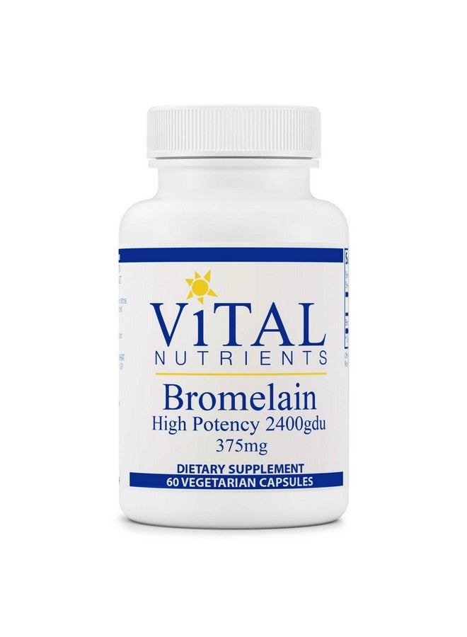Vital Nutrients Bromelain Supports Digestion And Maintains Healthy Tissue 60 Vegetarian Capsules Per Bottle 2400 Gdu 375 Mg - Image 1