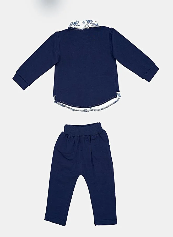 babyqlo Navy Blazer Shirt Set For Boys