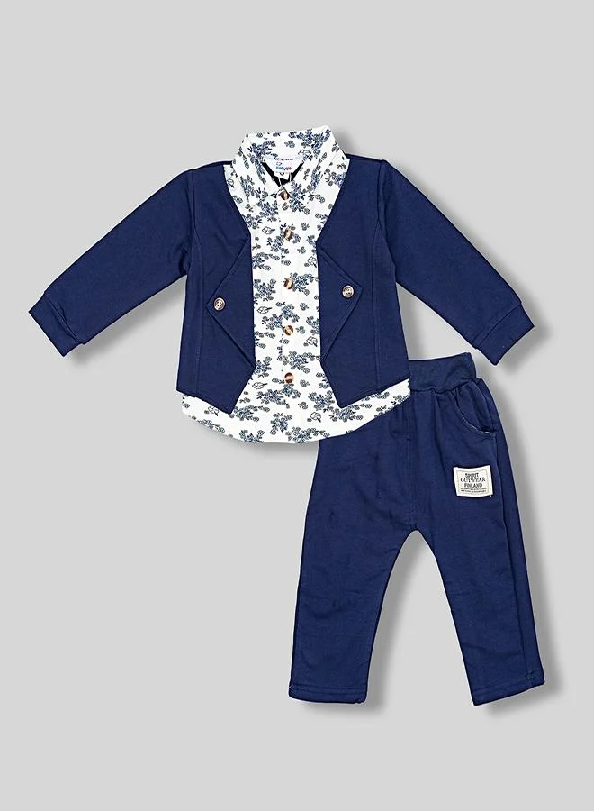 babyqlo Navy Blazer Shirt Set For Boys