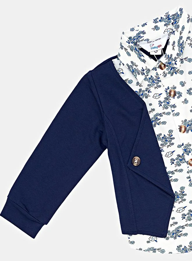 babyqlo Navy Blazer Shirt Set For Boys