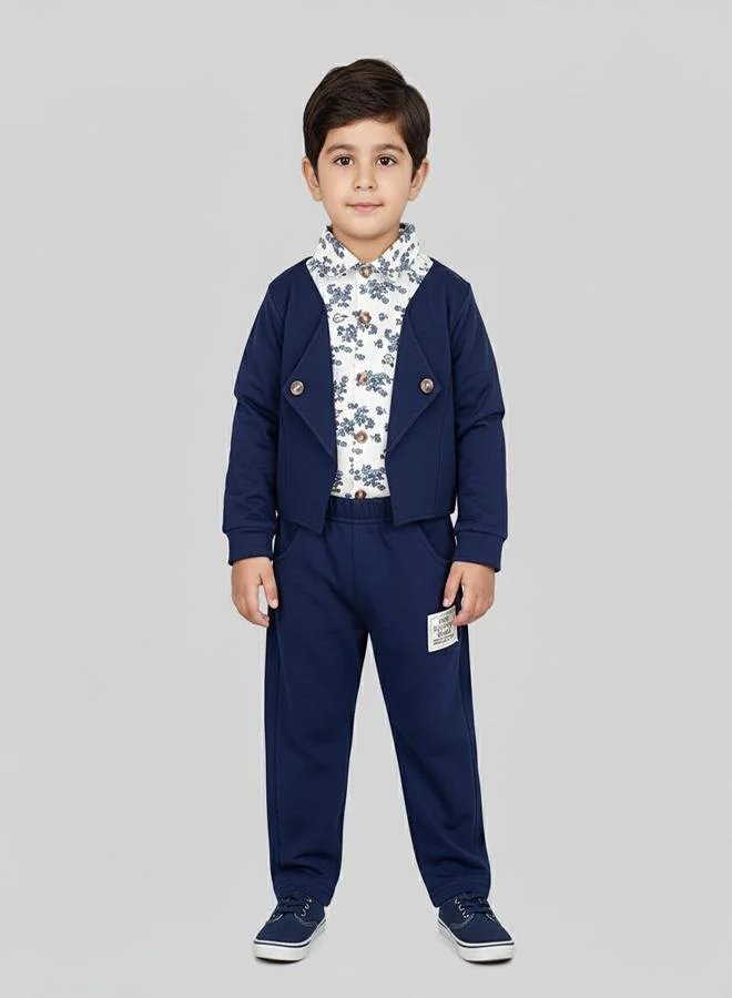babyqlo Navy Blazer Shirt Set For Boys