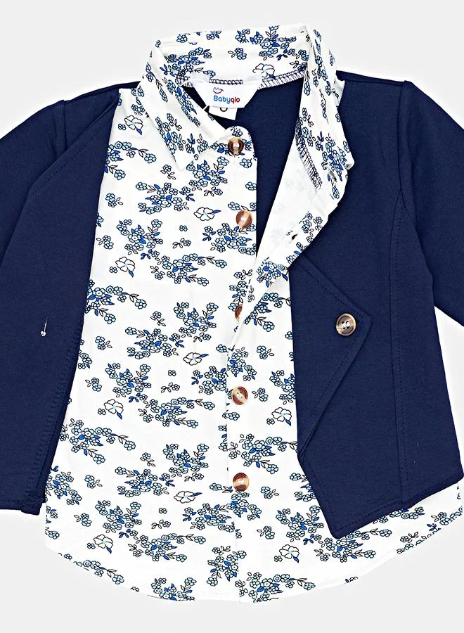 babyqlo Navy Blazer Shirt Set For Boys