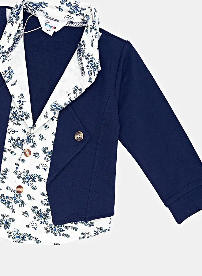 babyqlo Navy Blazer Shirt Set For Boys