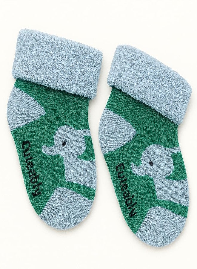 CUTEABLY جوارب أطفال لطيفة، من 0 إلى 12 شهرًا، مصنوعة من مزيج القطن، بتصميم طبعة حيوانية، جوارب شتوية دافئة، متعددة الألوان (IN، العمر، 6 أشهر، 12 شهرًا، 4، متعدد الألوان) - Image 2