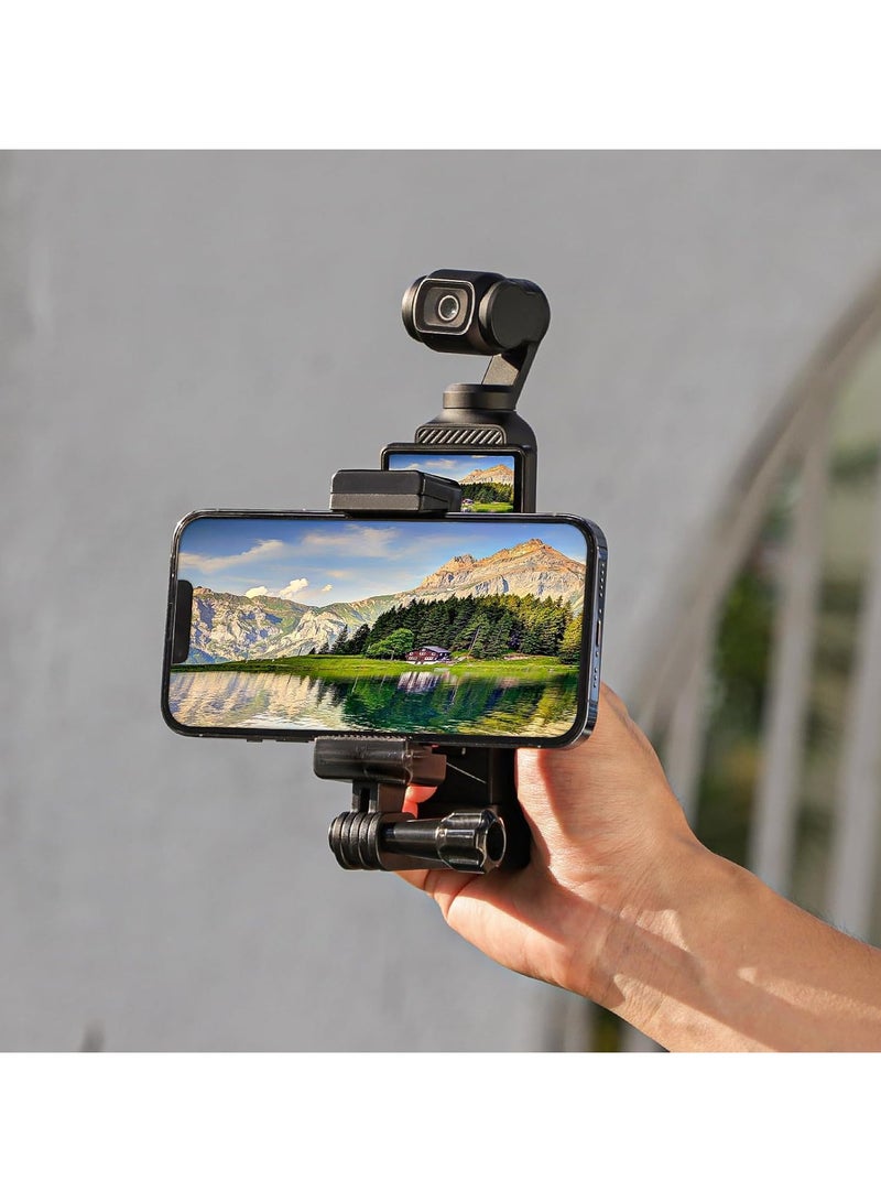 OSMO Pocket 3 Mobile Phone Mount - Tripod Adapter with 1/4’ Thread, Mobile Phone Extension Adapter Bracket Mounting Clip, Mobile Phone Bracket Stand Base for DJI Pocket 3 Accessories - Image 1