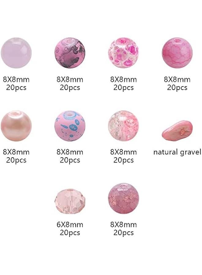FYLX 200 of 8mm Crackle Gl Beads in 10 Styles for Bracelet Making and DIY Crafts - Image 2