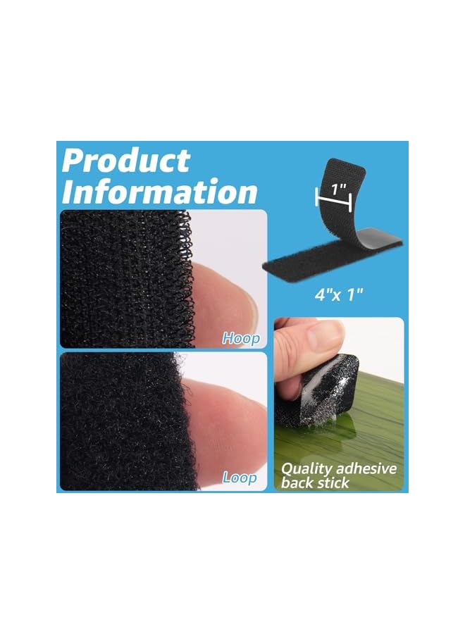 promass 16 Sets Hook and Loop Tape Sticky Back,1 in.x 4 in. Heavy Duty Double-Sided Tape Self Adhesive Strip Mounting Tape Perfect for Home and Office - Image 3