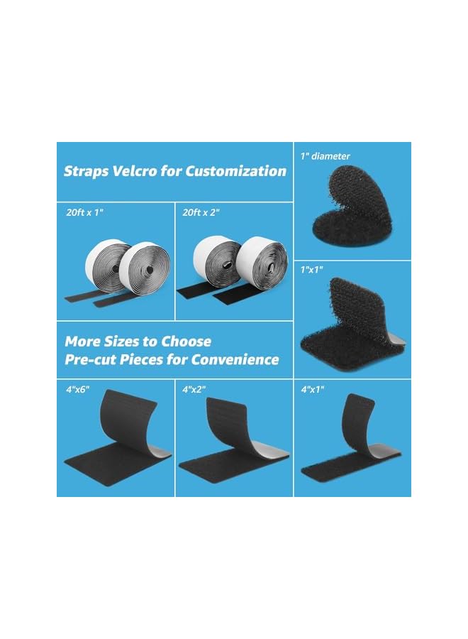promass 16 Sets Hook and Loop Tape Sticky Back,1 in.x 4 in. Heavy Duty Double-Sided Tape Self Adhesive Strip Mounting Tape Perfect for Home and Office - Image 4