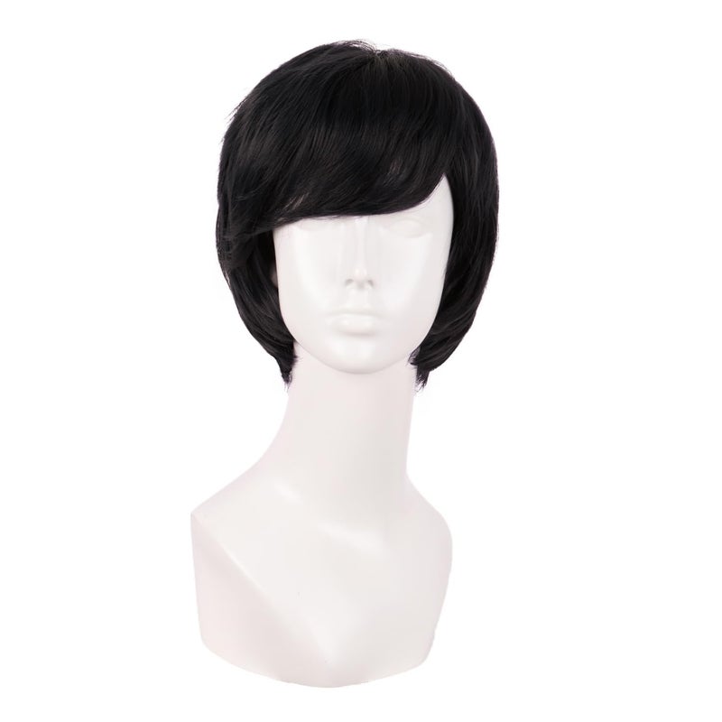 MapofBeauty MapofBeauty Fashion Men Short Curly Hair Cosplay Wig Black 