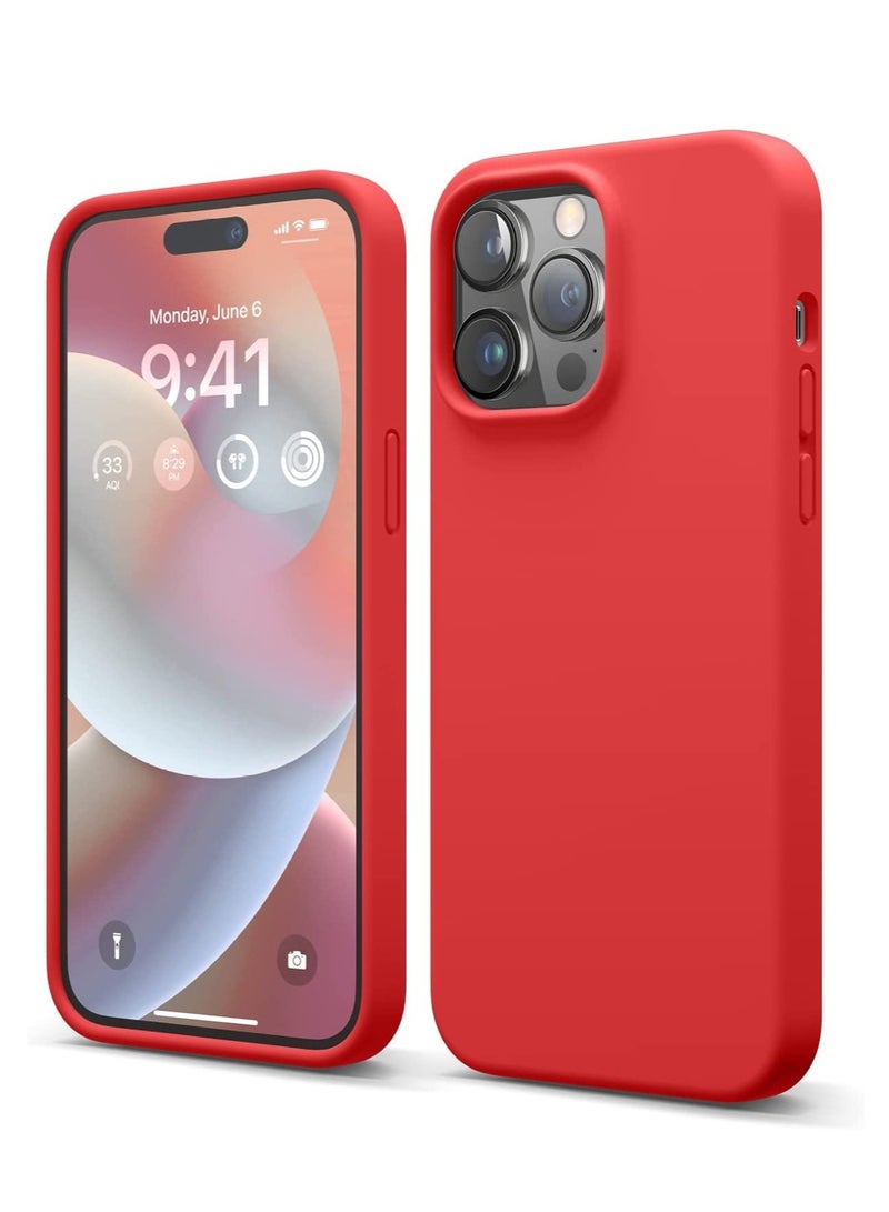 ELTRAZONE Liquid Silicone Case Compatible with iPhone 14 Pro MAX Case (6.7"), Premium Silicone, Full Protection - 4 Layer Shockproof Case, Soft Anti-Scratch Microfiber Lining (Red - Image 1