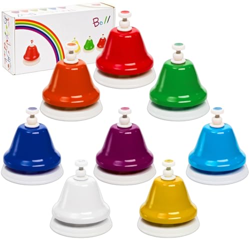 Noamus 8 Notes Desk Bells, Music Bell Percussion Instrument, Colorful Diatonic Metal Bells, Chromatic Musical Table Bell for Church Chorus Holiday Party Supplies Birthday Gift - Image 1