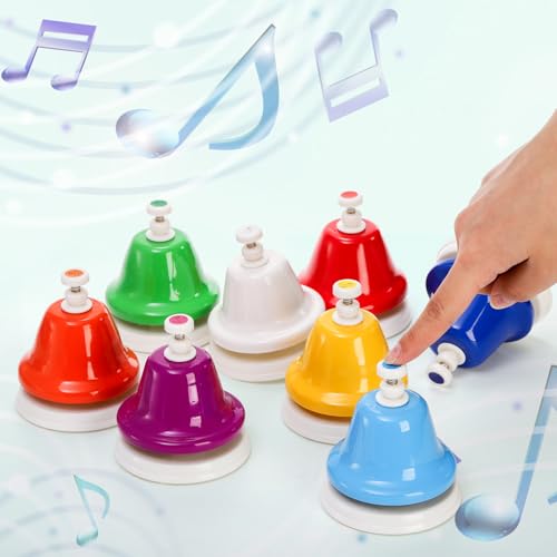 Noamus 8 Notes Desk Bells, Music Bell Percussion Instrument, Colorful Diatonic Metal Bells, Chromatic Musical Table Bell for Church Chorus Holiday Party Supplies Birthday Gift - Image 5