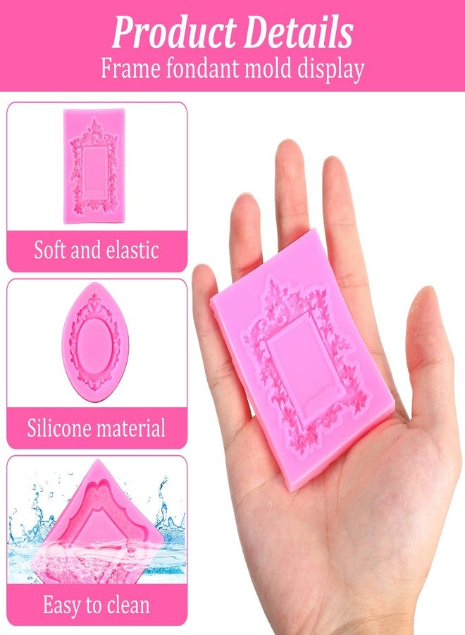 YBEATY 6 PCS Photo Frame Silicone Molds Silicone Picture Frame Molds Mini Air Dry Clay Mold Baroque Style Fondant Mold Cupcake Topper Cake Decoration for Chocolate Candy Clay Dessert Decor - Image 5