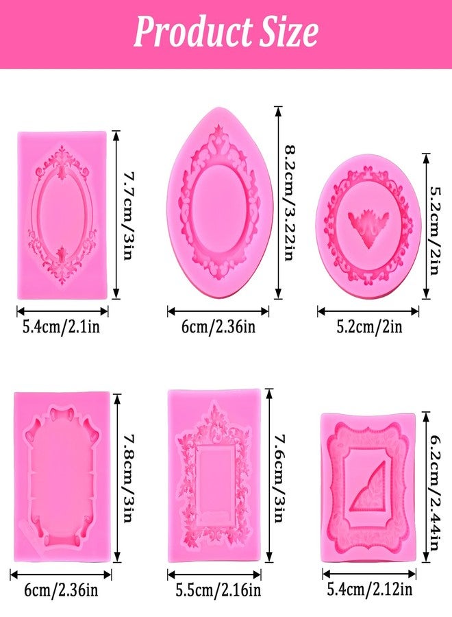 YBEATY 6 PCS Photo Frame Silicone Molds Silicone Picture Frame Molds Mini Air Dry Clay Mold Baroque Style Fondant Mold Cupcake Topper Cake Decoration for Chocolate Candy Clay Dessert Decor - Image 2