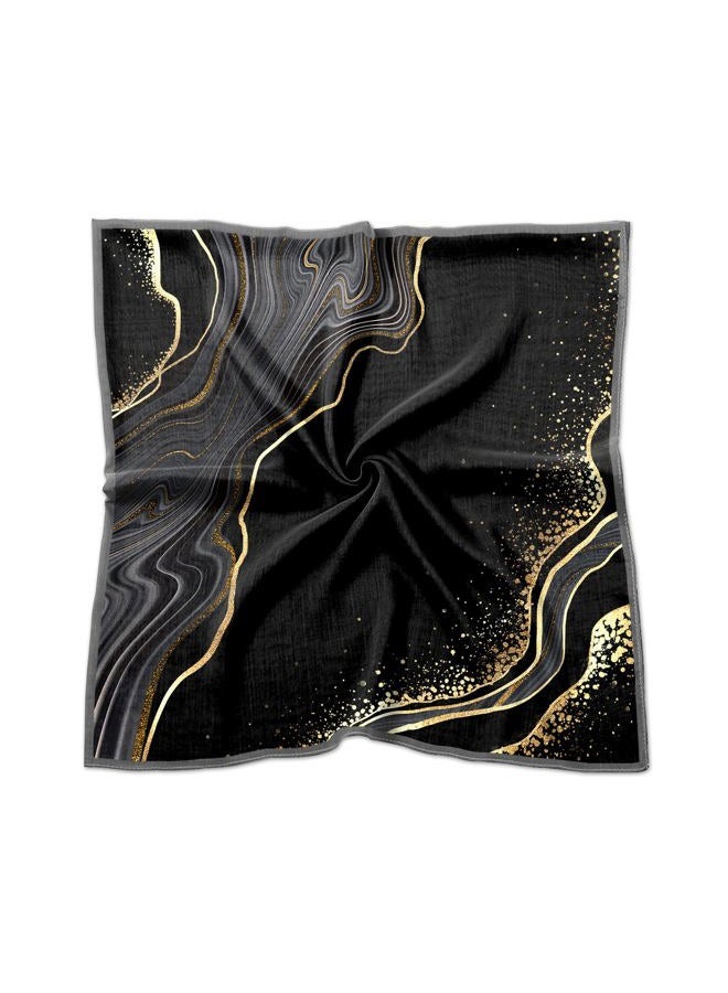 BHAHB Silk Feeling Scarf 27.5 Inches Large Square Satin Head Hair Wrap Sleeping Fashion Lightweight Cute Aesthetic Handbag Decoration for Women Girls-Black Marble - Image 1