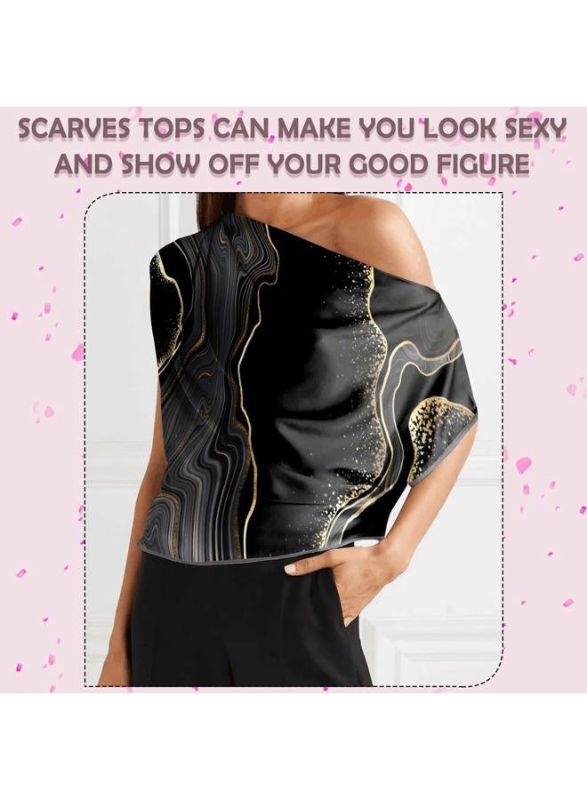 BHAHB Silk Feeling Scarf 27.5 Inches Large Square Satin Head Hair Wrap Sleeping Fashion Lightweight Cute Aesthetic Handbag Decoration for Women Girls-Black Marble - Image 5