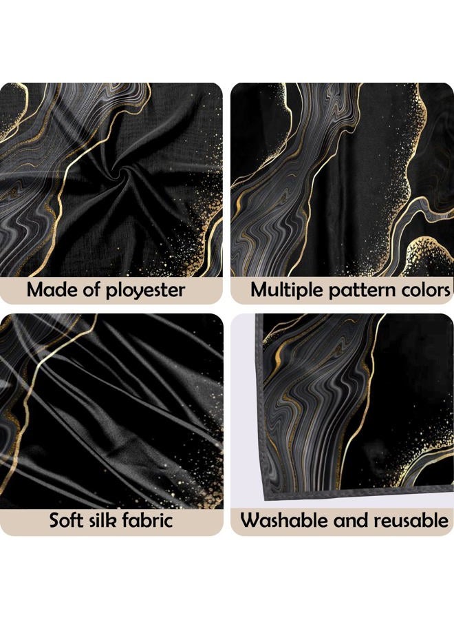 BHAHB Silk Feeling Scarf 27.5 Inches Large Square Satin Head Hair Wrap Sleeping Fashion Lightweight Cute Aesthetic Handbag Decoration for Women Girls-Black Marble - Image 3