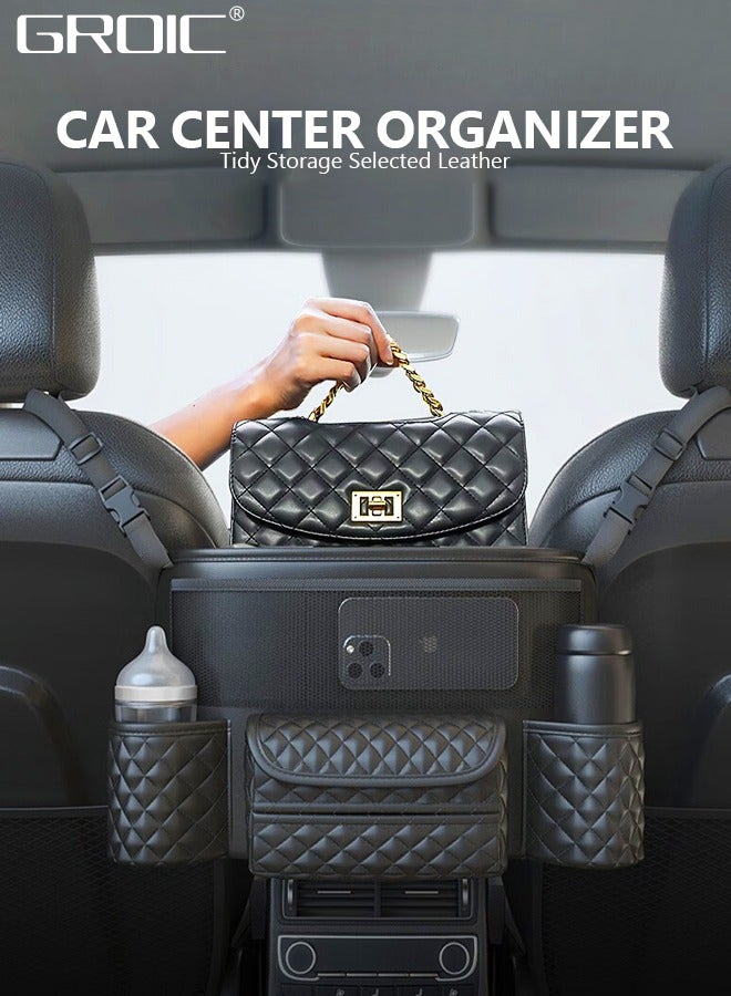 GROIC Car Purse Holder Between Seats,Car Handbag Holder for Front Seat, Large Capacity Automotive Car Organizers Between Seats for Phones Documents Cups and More  - Image 2