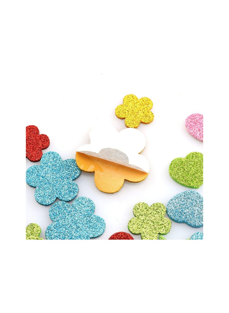 KASTWAVE Glitter Foam Flower and erfly Shapes Stickers for Kids, EVA Foam Self-Adhesive Colorful Wall Decals for DIY Scrapbooking Kid's Arts Craft Greeting Cards Home Decoration, 120Pcs - Image 3
