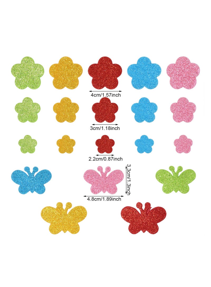 KASTWAVE Glitter Foam Flower and erfly Shapes Stickers for Kids, EVA Foam Self-Adhesive Colorful Wall Decals for DIY Scrapbooking Kid's Arts Craft Greeting Cards Home Decoration, 120Pcs - Image 5