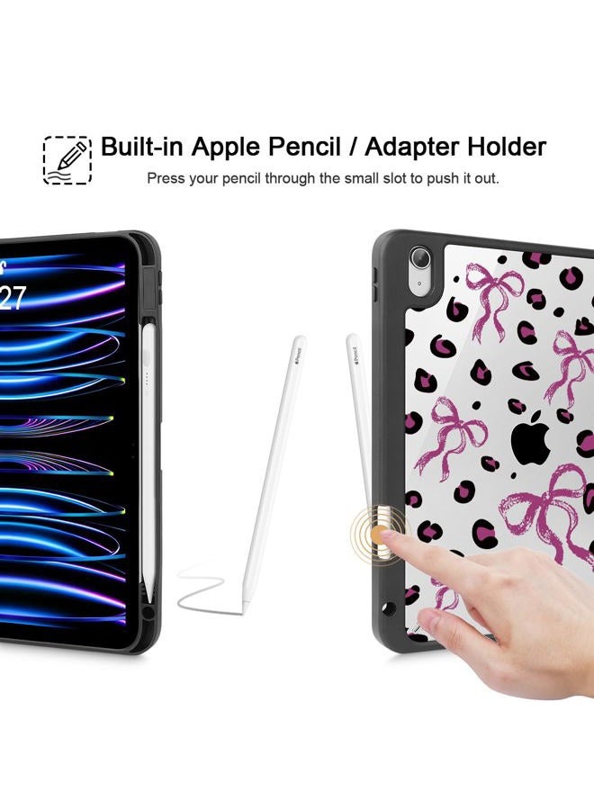 Mektron Case for 2025 iPad 11 inch (A16 Chip) 11th Gen Fit iPad 10th Gen10.9 inch 2022, Buit in Pencil Holder with Shockproof Cover Clear Shell + Trifold Stand + Auto Wake/Sleep, Composition Book-Bows - Image 5